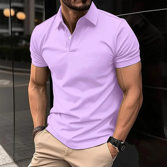 Polo de manga corta para hombre, el más vendido, con solapa y botones, color liso, informal, cómodo y de verano, para golf.