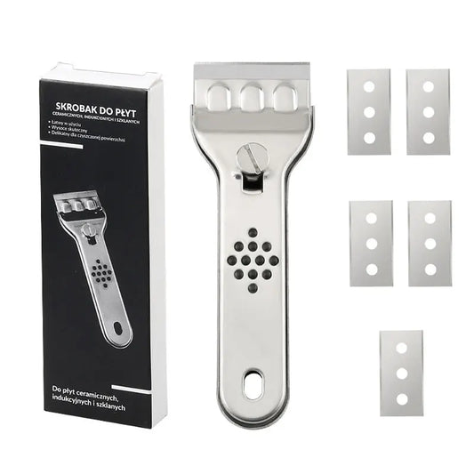 Raspador limpiador multifunción de acero inoxidable para vitrocerámica y vitrocerámica con cuchillas para limpiar hornos, cocinas y herramientas. Cuchillo multiusos.