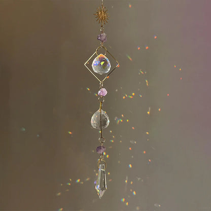 Colgante de cristal para jardín, atrapasol, campanillas de viento, prisma arcoíris, cadena de cristal para ventana, campana colgante, árbol de Navidad, decoración del hogar