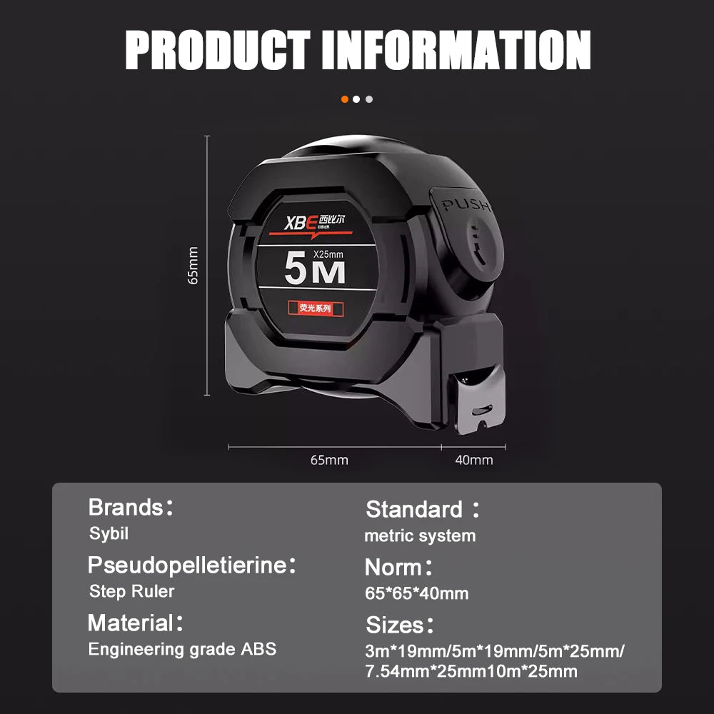 Laser Tape Measure Self-locking High-precision Steel Tape Black Fluorescent Wear-resistant Fall Resistant Digital Metric Tape