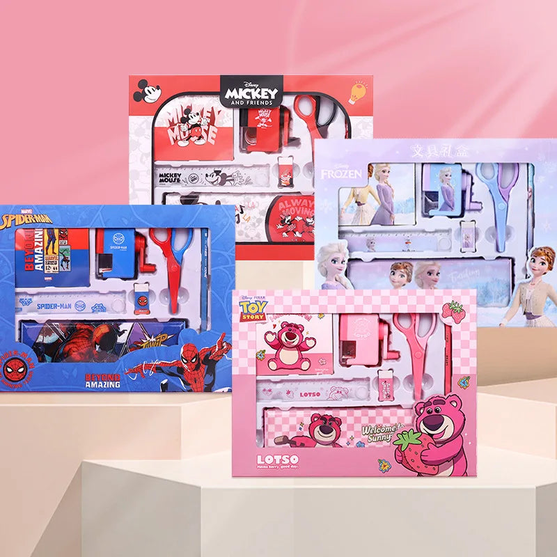 Disney Stationery Set Gift Box Mickey Minne SpiderMan Lotso Frozen Primary student School Supplies Boys girls Children's Gift