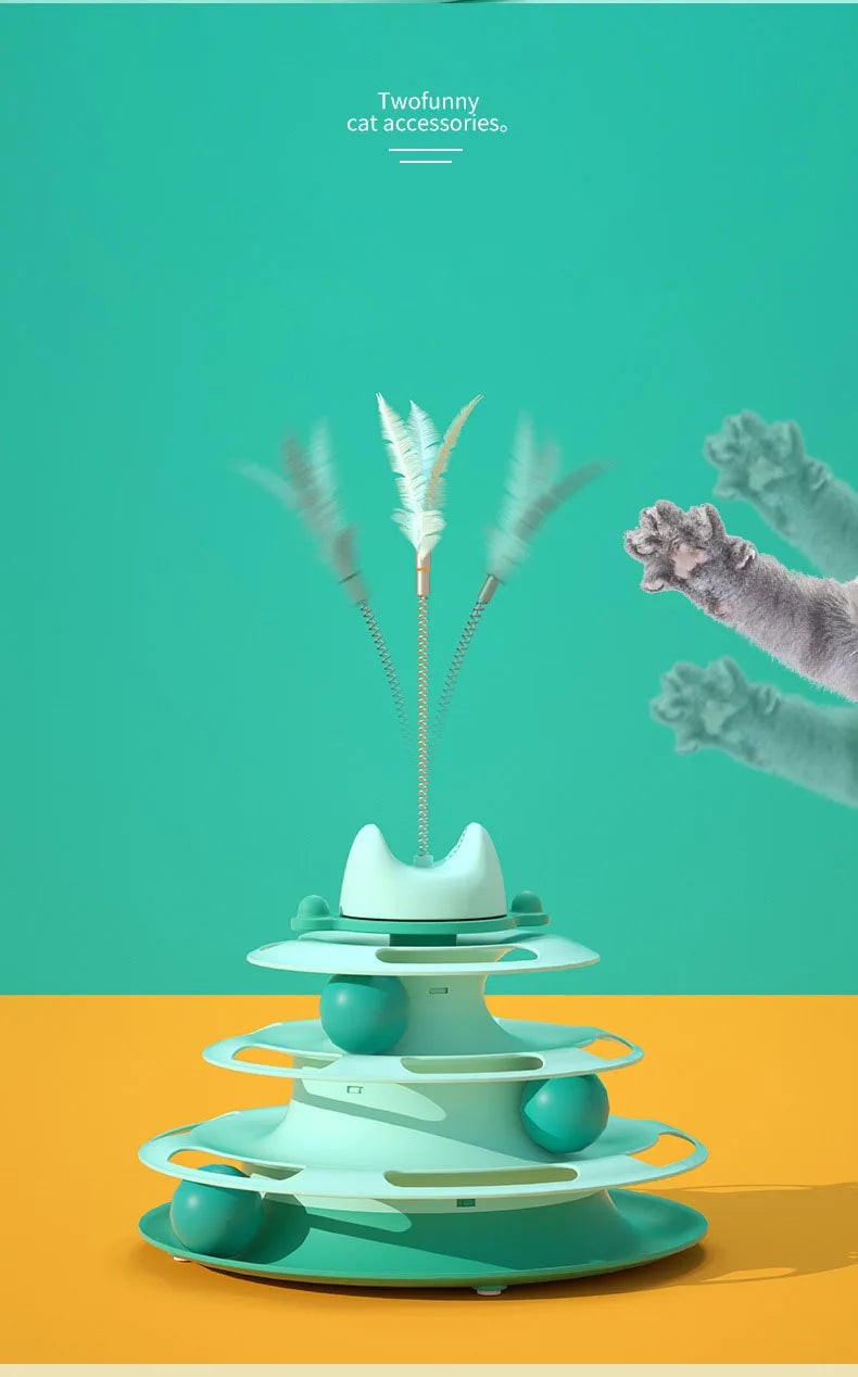 3/4 Levels Cats Toy Tower Tracks Cat Toys Interactive Cat Intelligence Training Amusement Plate Tower Pet Products Cat Tunnel