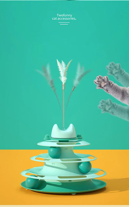 3/4 Levels Cats Toy Tower Tracks Cat Toys Interactive Cat Intelligence Training Amusement Plate Tower Pet Products Cat Tunnel