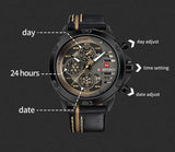 NAVIFORCE Men's Watch Top Brand Luxury Waterproof 24-Hour Date Quartz Watch Men Leather Sport Wristwatch Men Waterproof Clock