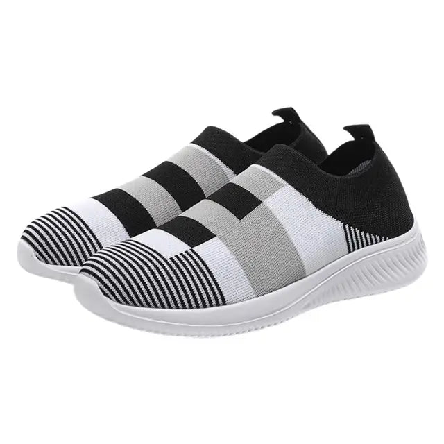Sapatilhas femininas vulcanizadas leves, sapato de caminhada, mocassins casuais, tênis, meia de deslizamento, malha, moda feminina, 2022