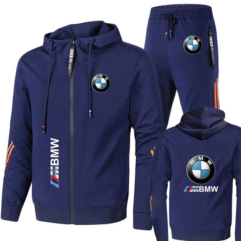 BMW Tracksuit Men's Clothing BMW Print Sweat Suit Casual Harajuku Hooded Sweatshirt+Pants 2 Piece Set Sportswear Sets Men