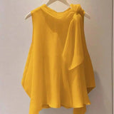 Fashion Beautiful White Bow Sleeveless Top for Women 2026 Summer New All-match Shirt Y2k Tanks Loose Blusas Mujer Blouse