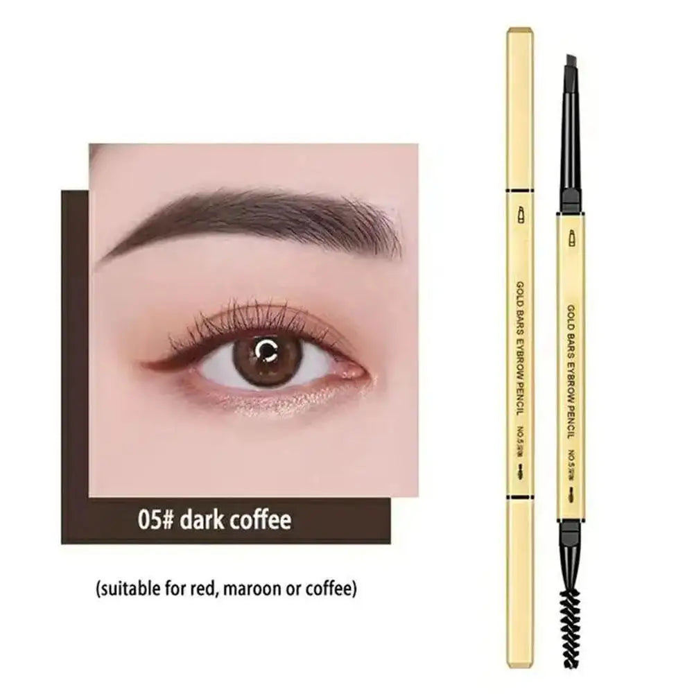 Natural Eyebrow Pencil 5 Colors Brown Double Head Long Lasting Waterproof Ultra Fine Eye Brow Pen Luxury Gold Cosmetic