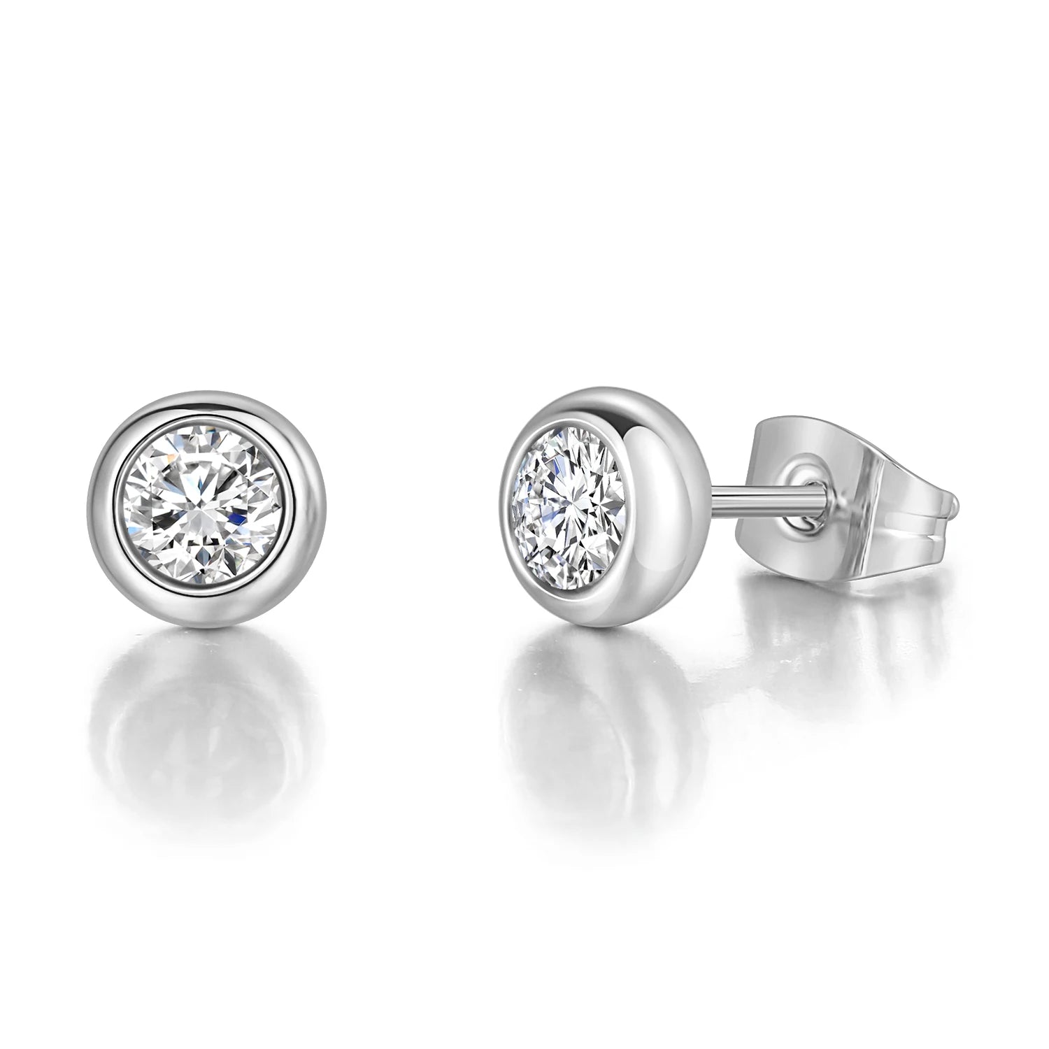 Classic Modern Cubic Zirconia Stud Earrings For Women Simple Rose Gold Color Women's Earing Accessories Fashion Jewelry E270