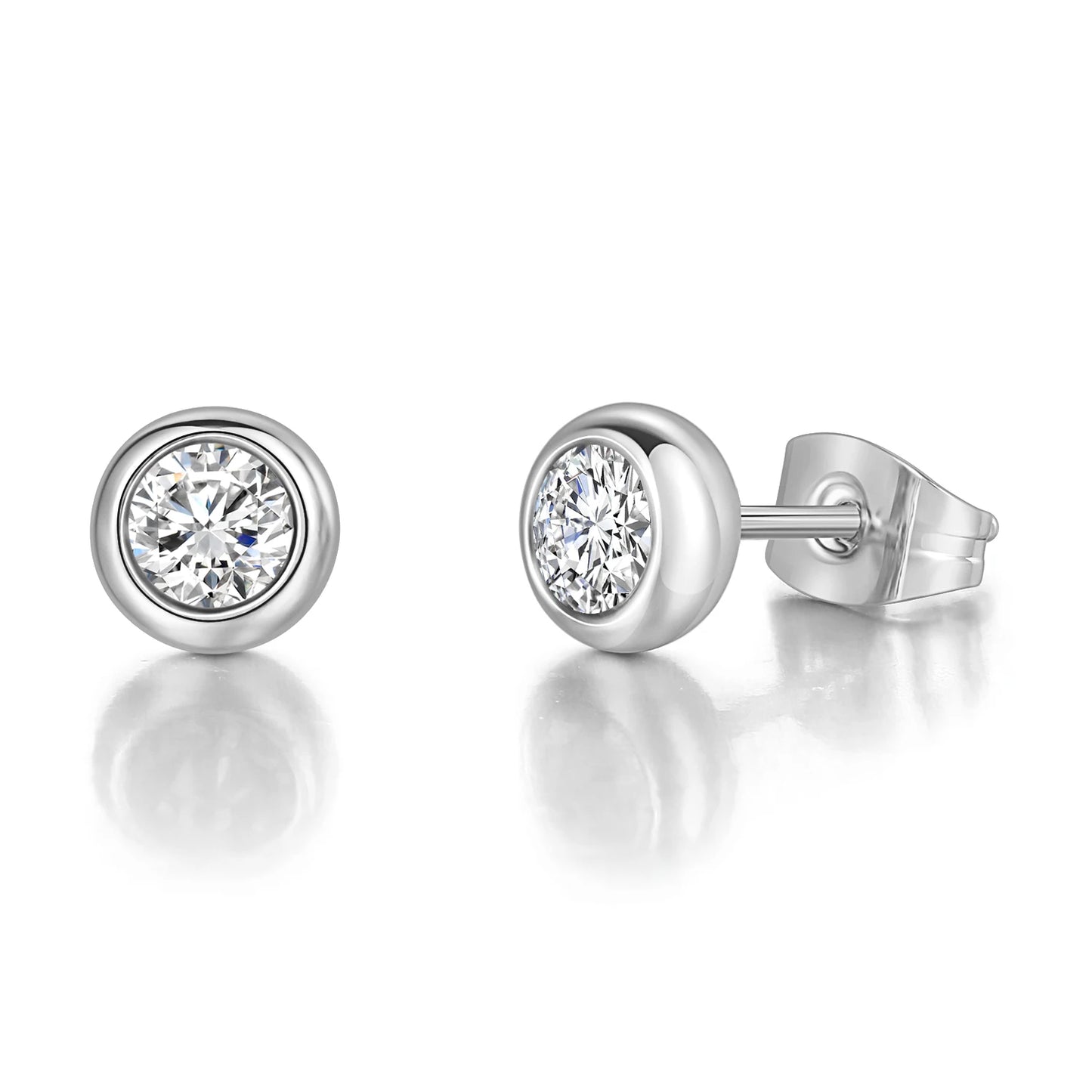 Classic Modern Cubic Zirconia Stud Earrings For Women Simple Rose Gold Color Women's Earing Accessories Fashion Jewelry E270