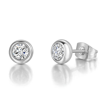 Classic Modern Cubic Zirconia Stud Earrings For Women Simple Rose Gold Color Women's Earing Accessories Fashion Jewelry E270
