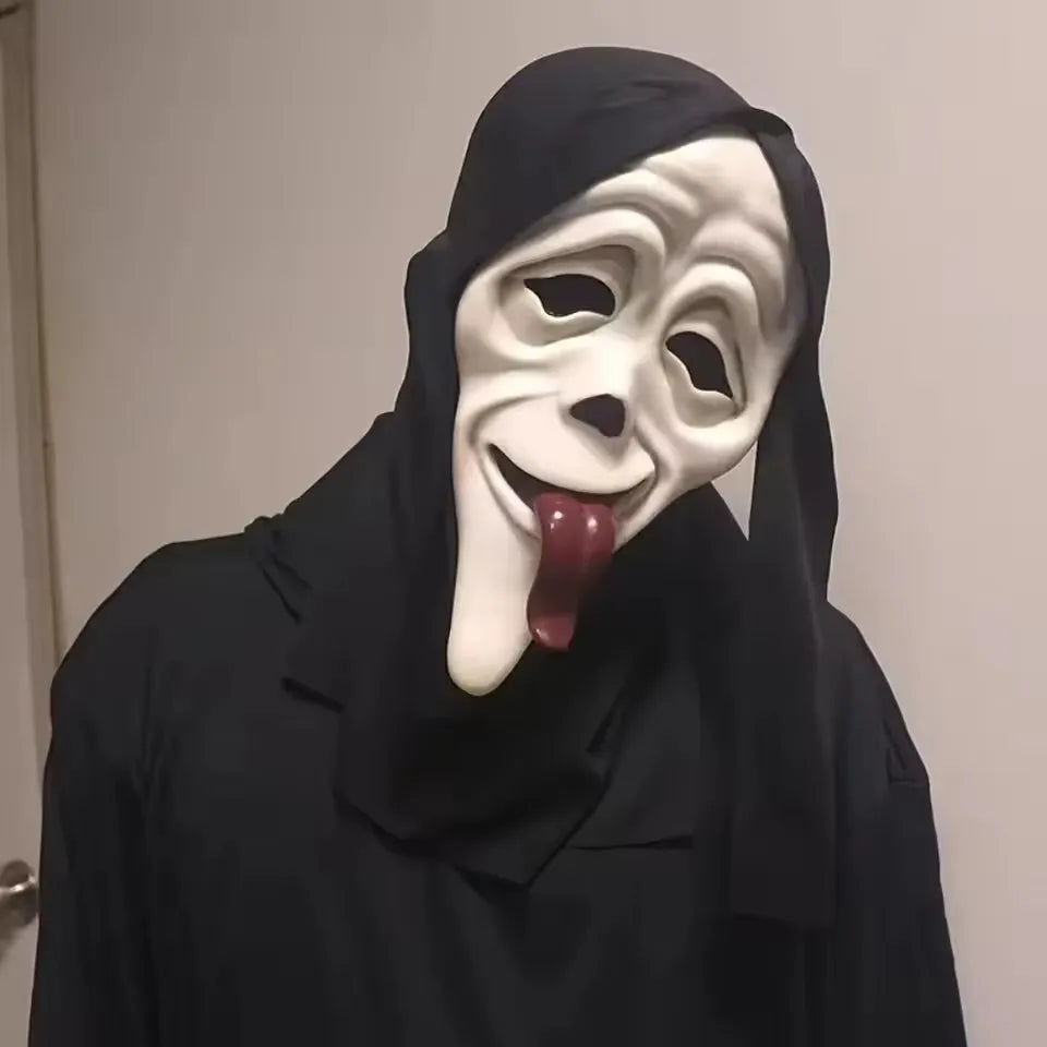 Máscara de Terror para Cosplay de Halloween (Grito), Máscara de Esqueleto Respirável para Festas de Terror e Role-Playing de Halloween