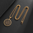 Collar con colgante de brújula de los siete arcángeles de Salomón, de acero inoxidable, estilo retro, amuleto de la suerte para hombre.
