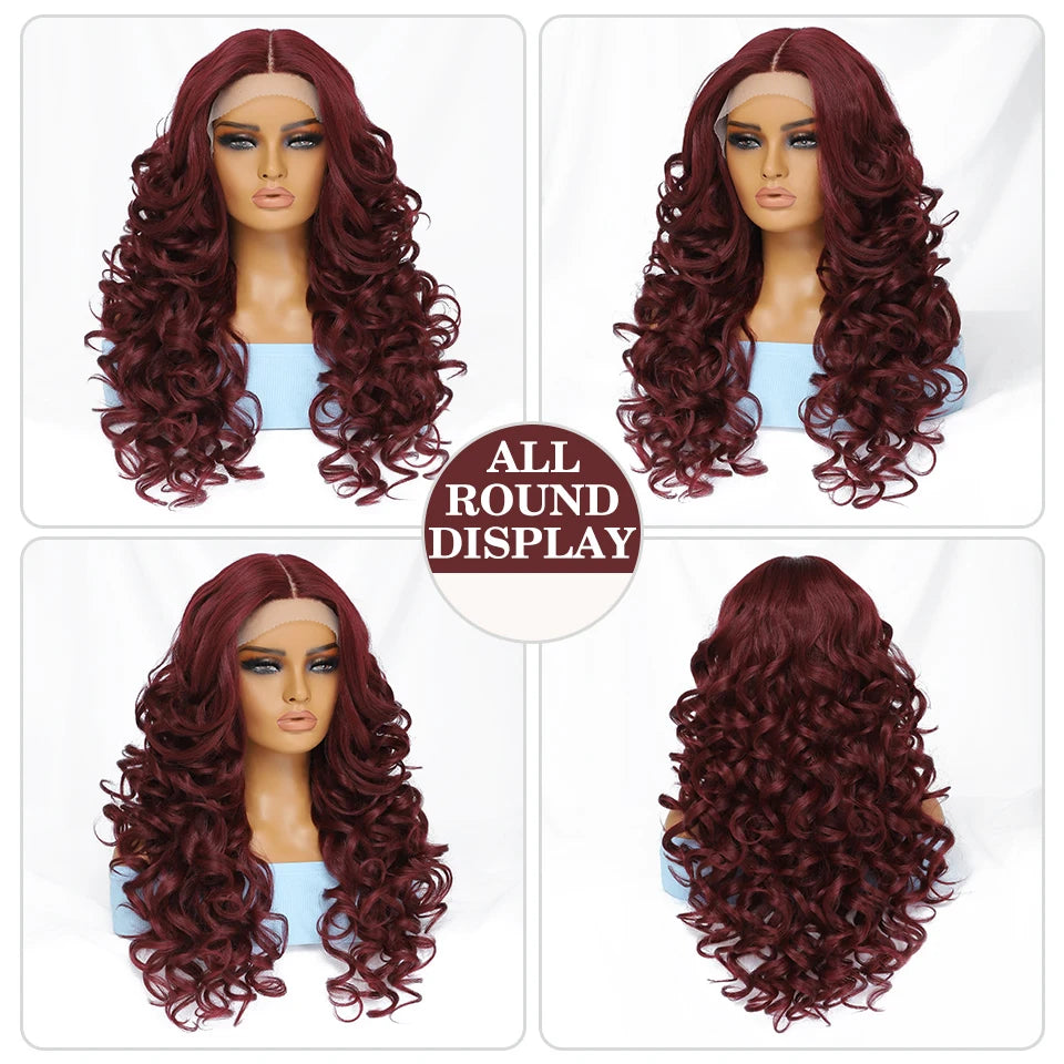 Black Brown Curly Wig Synthetic Lace Front Wigs For Women Blonde Orange Female Lace Wig 13X4.5X1 Cosplay Hair Daily Use
