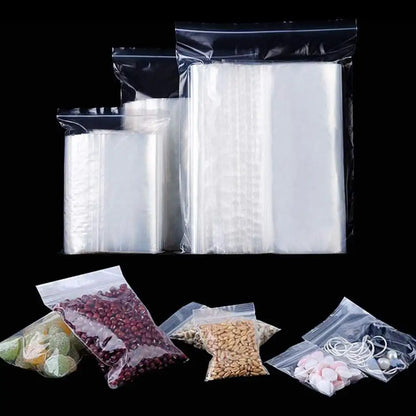 Engrossar Zipper Selado Sacos Saco De Armazenamento De Plástico Transparente para Pequenas Jóias Embalagem De Alimentos Reclável Zíperes Selagem Bolsa Atacado
