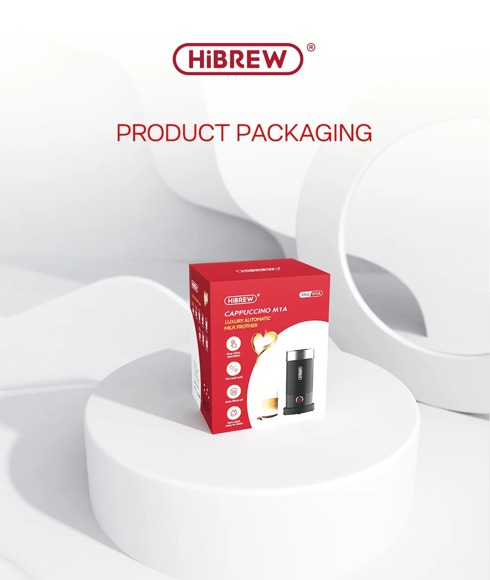 HiBREW Milk Frother Frothing Foamer Chocolate Mixer Cold/Hot Latte Cappuccino Fully Automatic Milk Warmer Cool Touch M1A