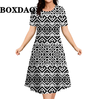 2026 New Floral Graphic Print Women's Dresses Elegant Ladies Summer Dress Casual Retro Plus Size Female Fashion Loose Dress 9XL