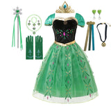 Fantasia da Anna para meninas, vestido de princesa para festa de aniversário, vestido de princesa para festa de carnaval, roupa infantil com estampa completa.