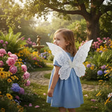 Fantasy Colorful Butterfly Fairy Wings Organza Sparkle Cosplay Wings Handmade Elf Wings Costume for Adult Kid