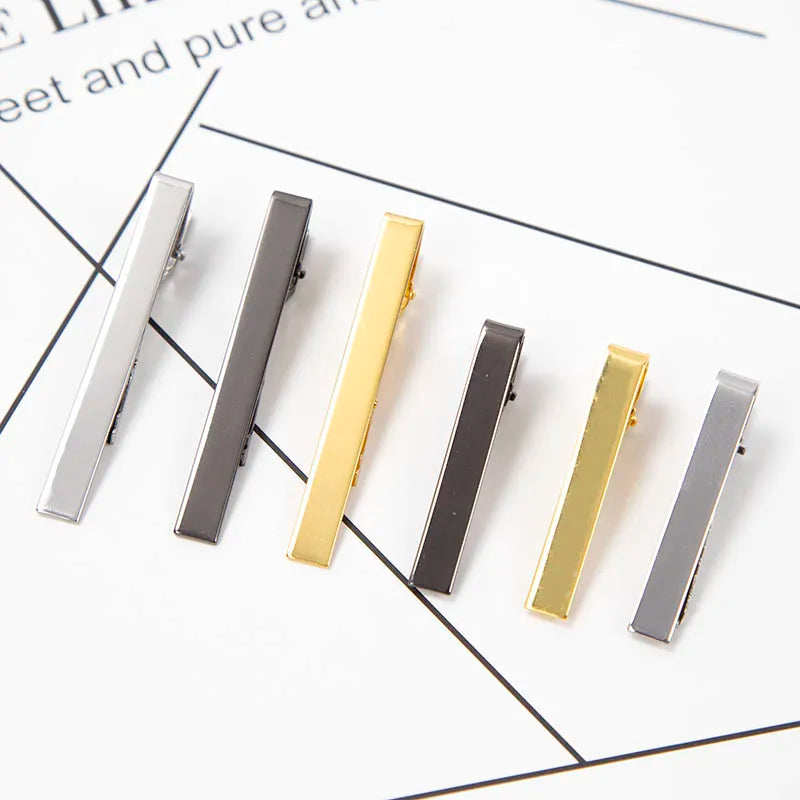 New Tie Clips for Men's Metal Necktie Bar Dress Shirts Tie Pin for Wedding Ceremony Metal Silver Color Tie Clip Man Accessories