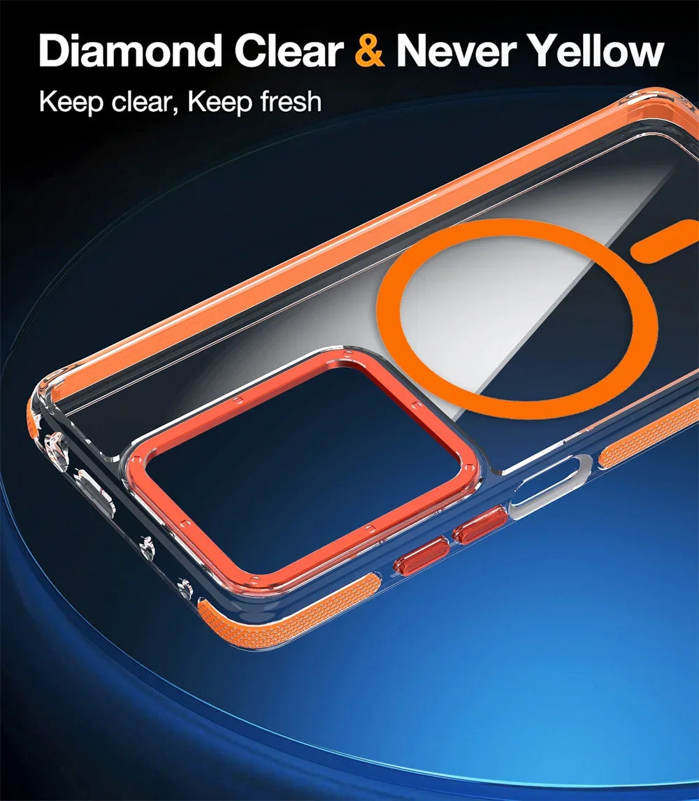 Luxury Magnetic Clear Case for Redmi 15C Note 14 13 12 Pro Plus 4G 5G For Magsafe Cover for Xiaomi 15T 14T Pro Poco X7 Pro Case