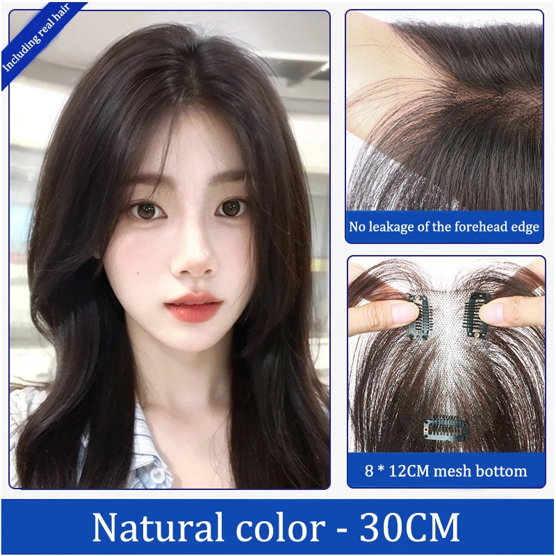 Aplique de cabelo para topo de cabeça volume natural e cobertura e invisível de cabelos brancos
