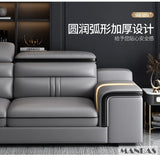 MINGDIBAO Leather Sectional Sofa Set with Cup Holder, USB, Adjustable Headrests & Bluetooth Speaker Living Room Couch with Stool
