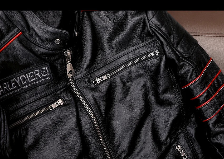 Chaqueta de motociclista nueva para hombre, de piel de vaca, para motocross, de cuero, para invierno, resistente al viento, para carreras, ropa de motociclista resistente al desgaste para Harley.