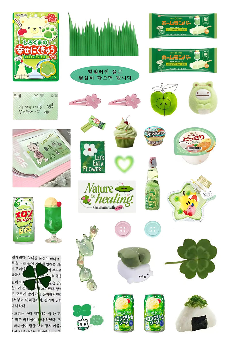 6pcs Glitter Stickers Y2K DIY Toploader Scrapbooking Journal Decor Stickers for Phone Kawaii Transparent PET Stickers Gift