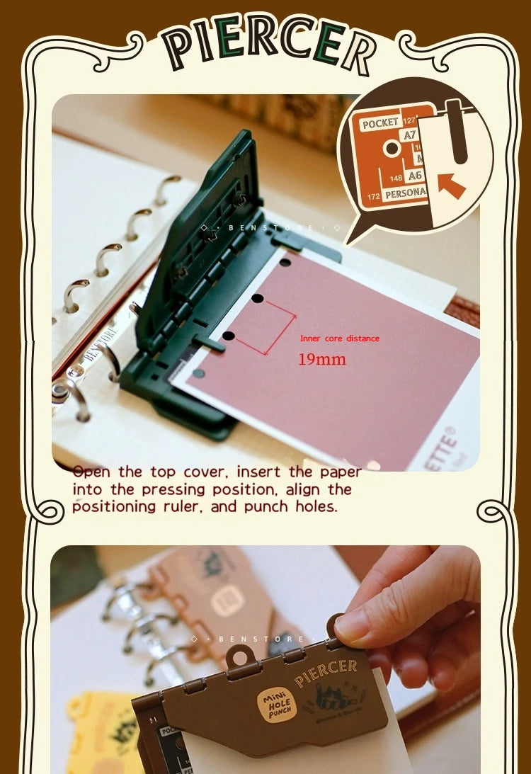 3-Hole 4mm Card Hole Punch Limited Edition Loose Leaf Notebook M5/A7 Portable Binder Punching Machine Office Supplies For 1paper