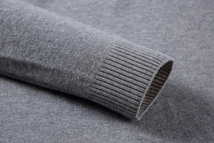 Suéter de cuello alto de punto de alta calidad para hombre, antibolitas, ajustado, de manga larga, color liso, tendencia
