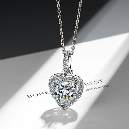 Collar con colgante de corazón de circonita de plata de ley 925 GaaBou para mujer, joyería de diseño de lujo, artículos para mujer, regalo 