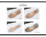 Women's Flat Bottom Plastic Jelly Sandals Hollow out Slip-On Beach Shoes Comfortable Lightweight Summer Footwear