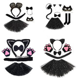 Animal Cat Tiger Cosplay Costume for Boys Girls Headband Clothes Shoes Tail Tutu Skirt Gloves Set for Kids School Performance
