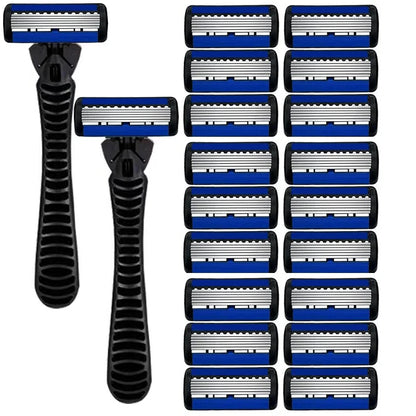 Afeitadora manual con cabezal de 6 capas, cuchilla clásica de doble filo de acero inoxidable, afeitadora de seguridad para barba y bigote.