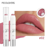 2-in-1 Nude Lipstick Matte Red Lip Balm Moisturizing 6 Colors Sandwich Lipstick Waterproof Long-Lasting Non-Stick Cup Lip Stick
