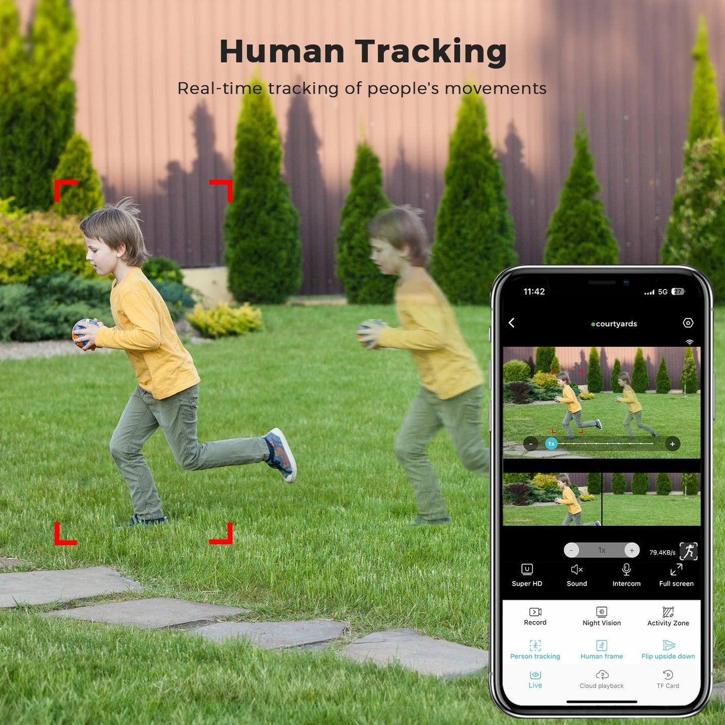 20MP Outdoors Wifi Camera 10K HD Three Lens Security 5G PTZ IP Camera 10X Digital Zoom Lens Human AI Auto Detect Tracking Camera