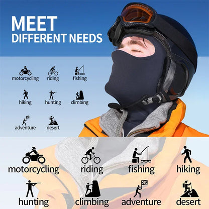 Máscara de Esqui Facial Completa para Homens, Balaclava, Preto, Polainas Pescoço, Capa Protetora para Motocicletas