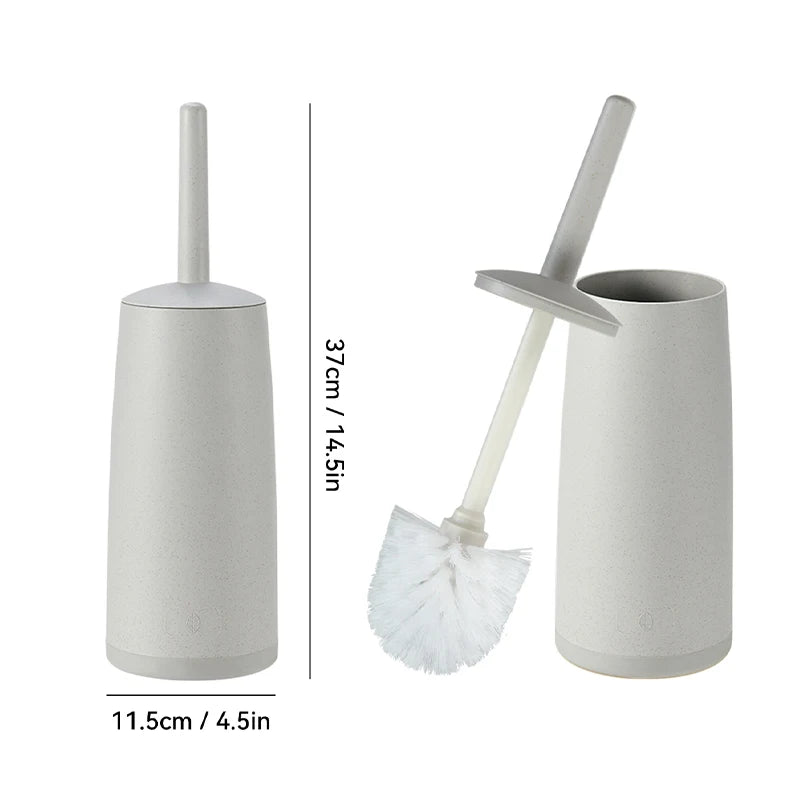 WORTHBUY Cepillo de inodoro de plástico con base de pie, mango largo, cepillo de limpieza para inodoro, accesorios de baño, herramientas de limpieza