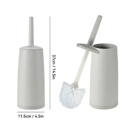 WORTHBUY Cepillo de inodoro de plástico con base de pie, mango largo, cepillo de limpieza para inodoro, accesorios de baño, herramientas de limpieza