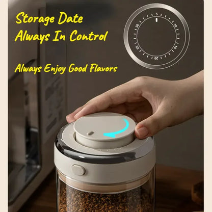 500/1100/1700 Coffee Beans Vacuum Sealed Tank Glass Food Storage Jars with CO2 Valve Household Moisture-proof Airtight Container