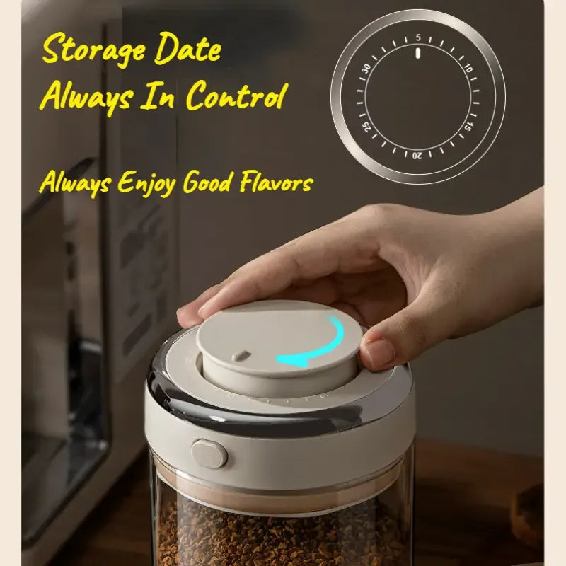 500/1100/1700 Coffee Beans Vacuum Sealed Tank Glass Food Storage Jars with CO2 Valve Household Moisture-proof Airtight Container