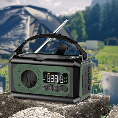 Radio multifunción solar de 12000 mAh con manivela, radio meteorológica de emergencia, lámpara de lectura, banco de energía, alarma SOS para acampar, senderismo, tiendas de campaña