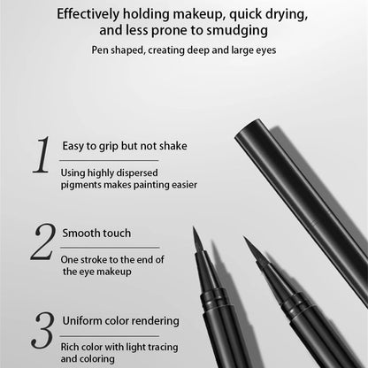 Delineador de ojos resistente al agua para ojos sensibles, resistente al sudor, fórmula de secado rápido, punta de precisión, tendencias de maquillaje Svmy, imprescindible. 