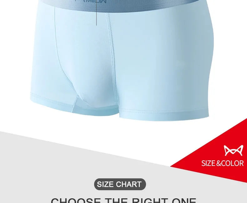 MiiOW 3Pcs Lot Men Boxer Shorts Graphene Antibacterial Ice Silk Underwear Man Boxershorts Seamless Breathable Male Panties L-5XL