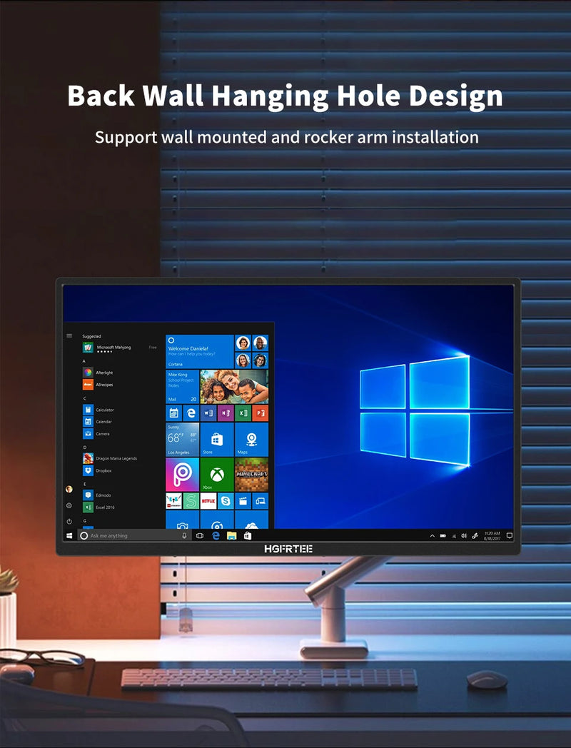 HGFRTEE 18.5inch Portable Monitor 100Hz RGB100% With VESA Hole & Back bracket Laptop Extended Display ADS-IPS HDR Screen