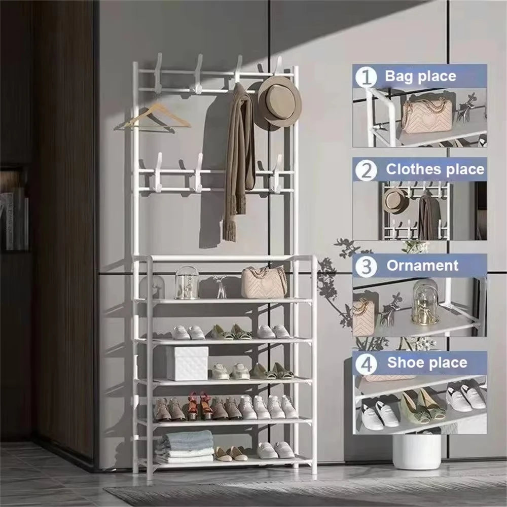 Clothes Hat Hangers Shoe Rack Multi-ayer Shoe Rack Simple Floor Shoes and Hat Racks Load-bearing Living Room Organizer Shelf