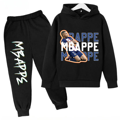 Spring and Autumn Mbappe Printed Children's Hoodie Set Sweatshirt Pants 2-piece Sportswear Set for Boys and Girls Kids Clothes