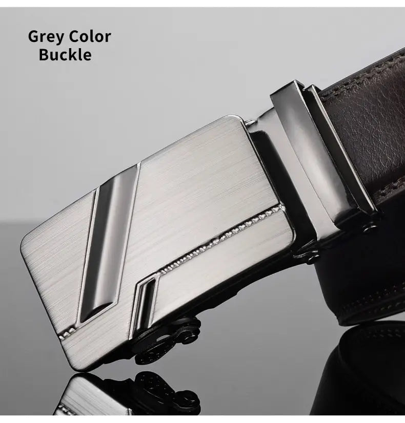Cinturón de cuero para hombre, hebilla automática de metal, marca de alta calidad, cinturones de lujo para hombres, famoso trabajo, negocios, correa de PU negra.