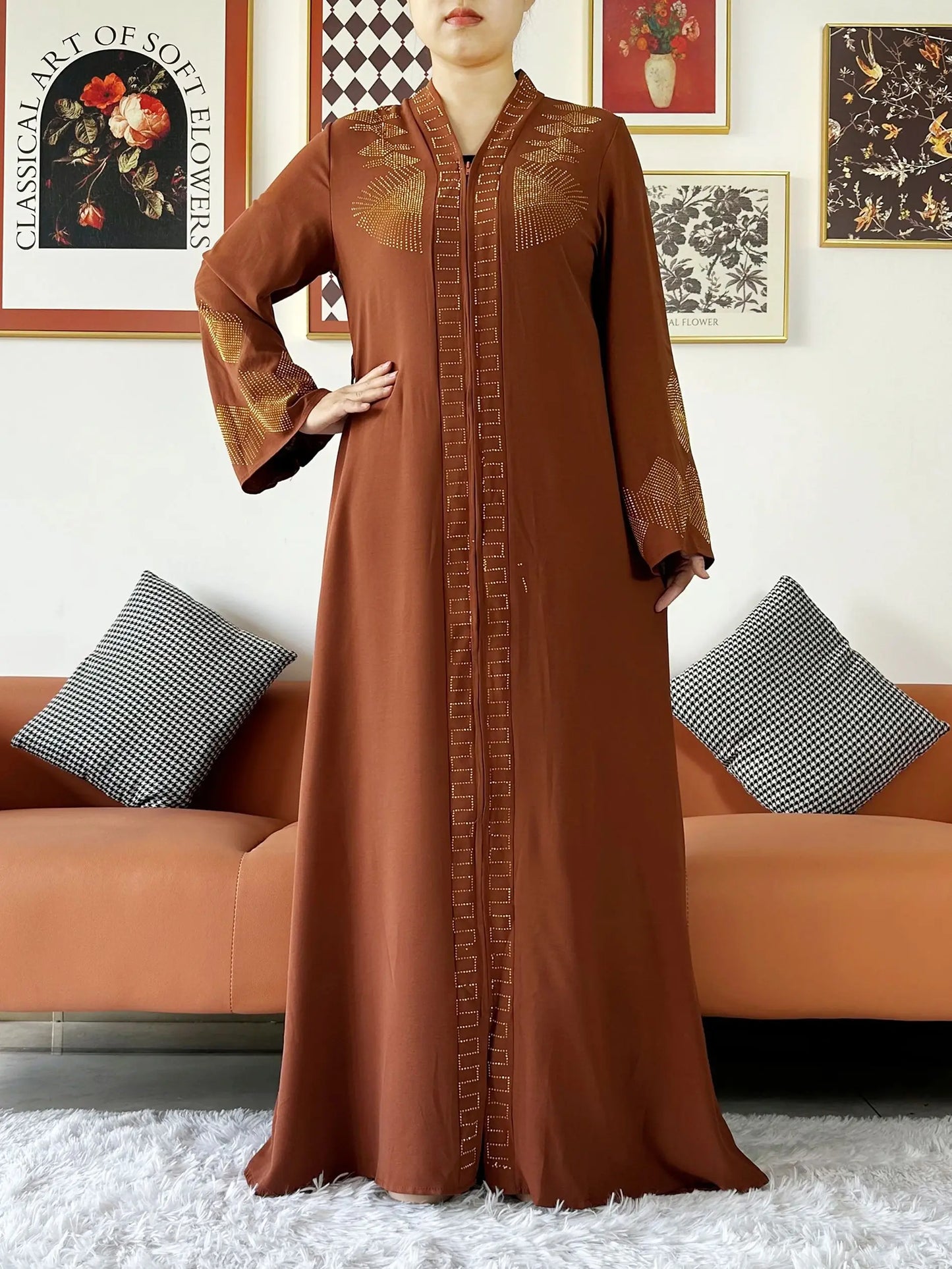Vestido elegante de gasa para mujer, abaya abierta con cremallera, ropa musulmana, cárdigan islámico, abaya, nuevo